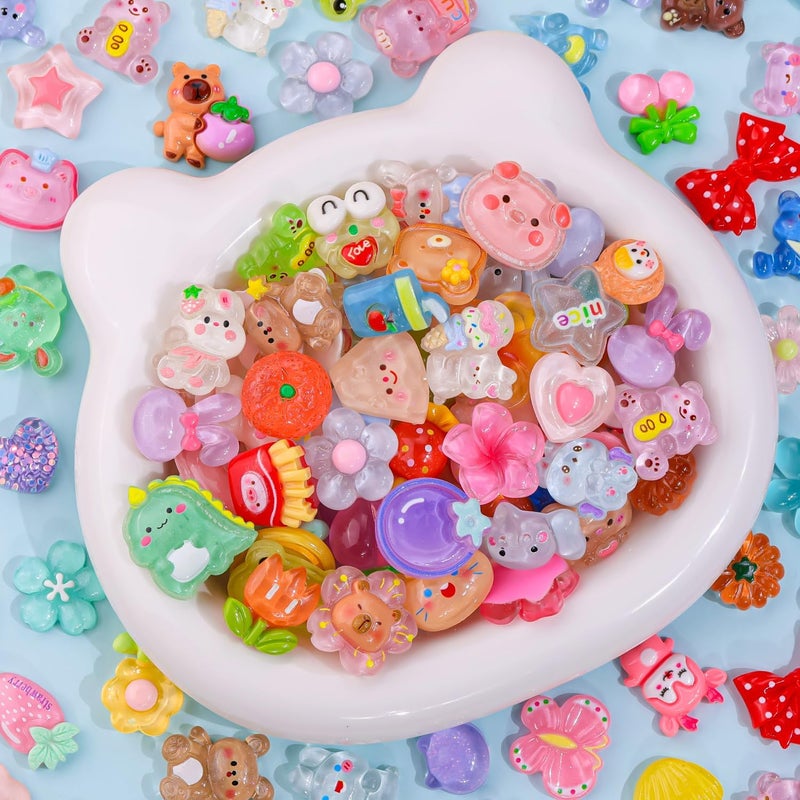 Glitzest 100PCS TINKRSTUFF Slime Charms Jelly Cute Flatback Resin Charms for Slime, Random Kawaii Decoden Charm for Embellishments Phone Junk Case Charms Bulk, Scrapbooking Crafting & DIY Decor (Multicolor) - Image 4